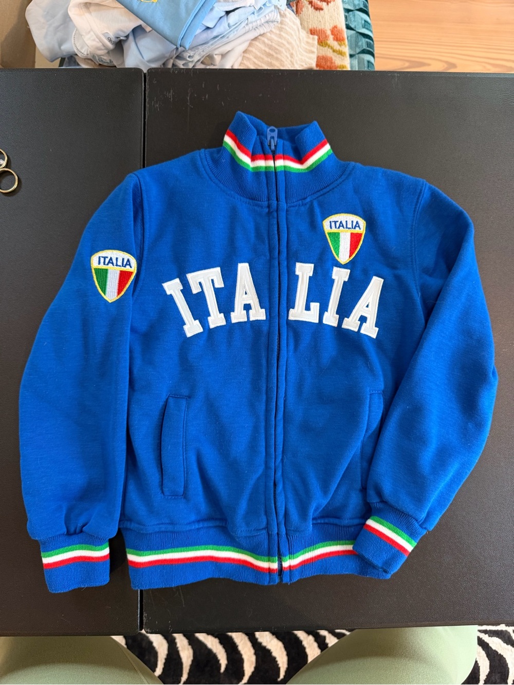 Italina Royal Blue Italia Zip-Up Jacket with Tricolor Accents